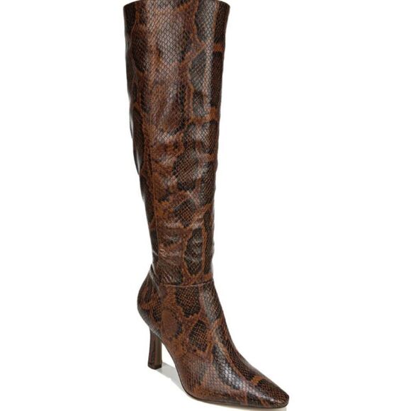 LEATHER SNAKE KNEE-HIGH BOOTS - Picture 1 of 12
